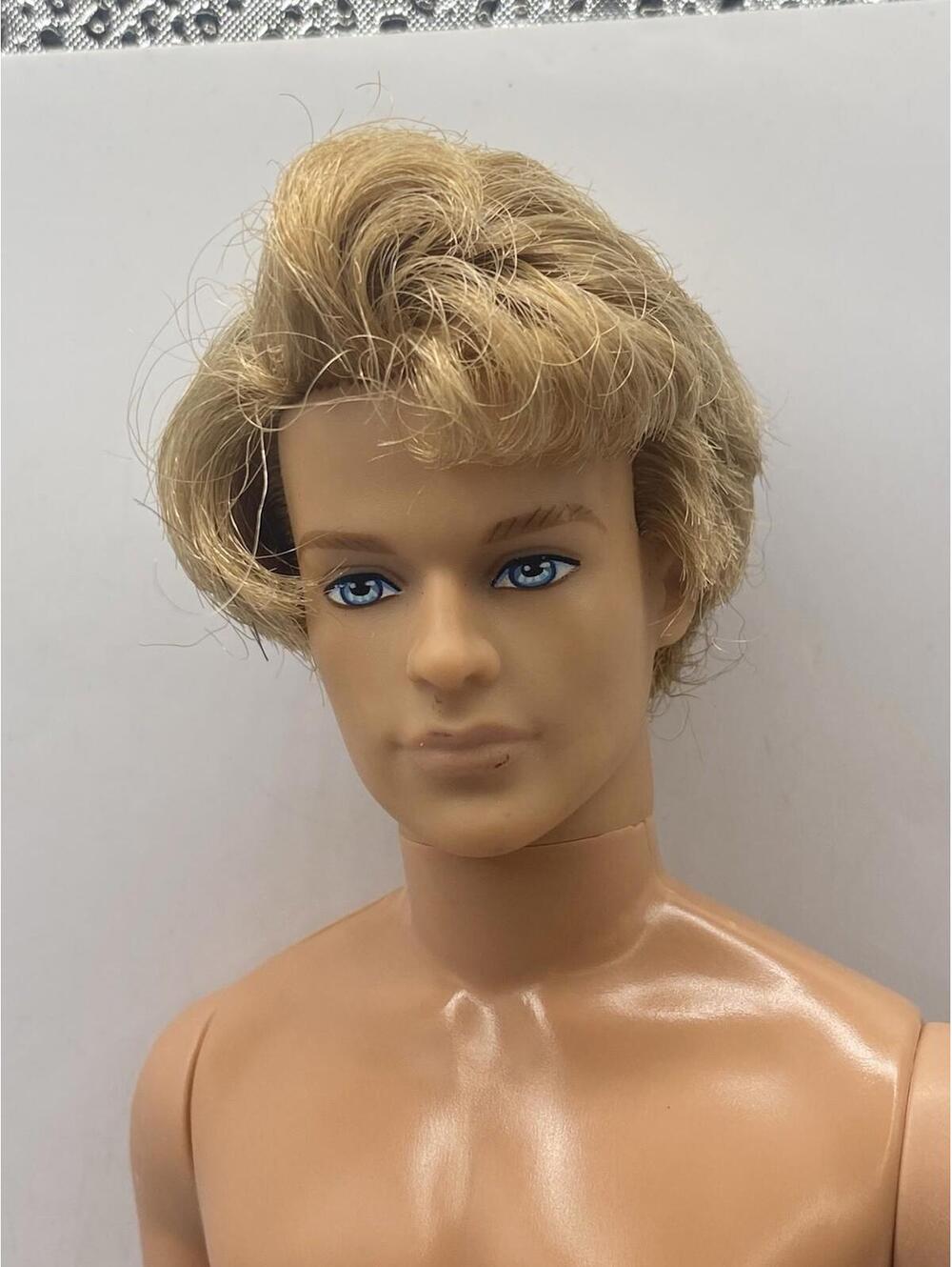 Vintage 1960s Hunky Ken Doll Blonde Rooted Hair Intense Blue Eyes Nude For OOAK